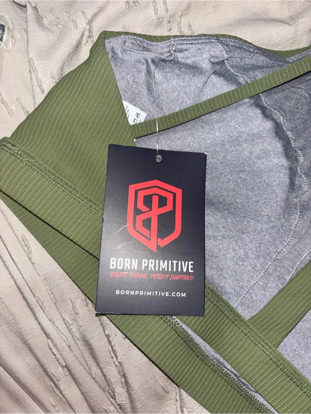 Born Primitive Break the Limits Ribbed Sports Bra Army Green 2XL NWT